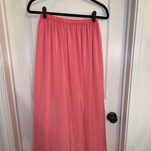 Long satin salmon pink Zara skirt